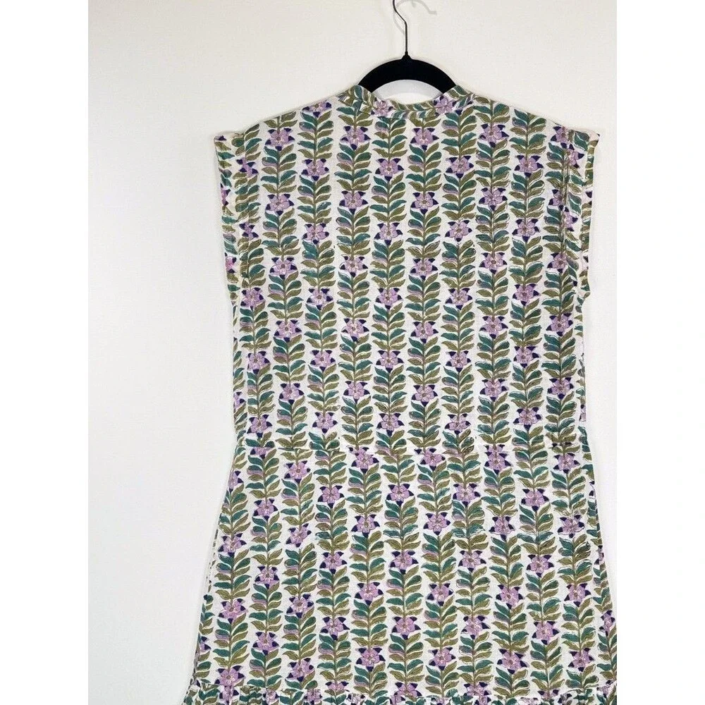 Perry Walker Womens Dress Green Floral Mini Cap Sleeve A Line Boho 1 US Small - Picture 8 of 11